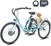 Viribus Electric Tricycle for Adults, 350W Electric Trike 7 Speed with UL 36V 13Ah Battery, Three Wheel Electric Bikes for Adults with Dual Chains, E Trikes for Women Men Seniors, 330 lb. Mint 26 in