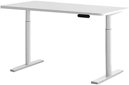 Artiss Electric Laptop Standing Desk Height Adjustable Sit Stand Desks 140cm X 70cm Desktop Table for Office Study Computer Workstation Home Use White Dual Motor Whole Piece Monitor Riser