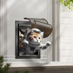 Cat Door for Door, All Aluminum Frame, Small Pet Door for Interior and Exterior, Heavy Duty Doggy Door, Double Magnetic Flaps, Thermal Tnsulation, Energy Efficient, Sliding Lock Panel(Pets Up to 22Lb)