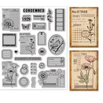 GLOBLELAND Art Journal Background Cling Rubber Stamp Art Journal Cling Mount Stamp Script Stamps Script Stamps for Card Making and Photo Album Decor Decoration and DIY Scrapbooking