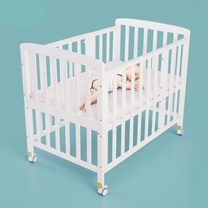 Flwrgirl Portable Mini Baby Crib - Convertible Baby Cribs with Soft Foam Mattress(38 * 24"),3 Heights(21",16",12") Bedside Bassinet Sleeper,Bedside Crib Co Sleeper for Small Space,White