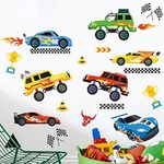 Runtoo Racing Car Wall Decals Vehicle Sign Wall Stickers Kids Boys Bedroom Toddles Playroom Nursery Wall Decor