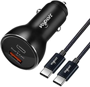 USB C Car Charger, VOLPORT 39W PD Car Charger with 19.5W Power Delivery and Quick Charge 3.0 3A for iPhone 14 13 12 11 Pro Max Sumsung Google, USB Cigarette Lighter Adapter 3.3ft Type C Cable Included