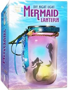 Hapinest DIY Night Light Mermaid Lantern Jar, Mermaid Lamps for Girls Bedroom, Make Your Own Mermaid Night Lights for Girls, Toy Art Kit Mermaid Crafts for Girls Ages 6-8 8-10 Years Old & Up