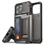 VRS DESIGN Damda Glide Hybrid Phone Case for iPhone 13 Pro, Card Slot Holder with Kickstand, Functional Sturdy Case Compatible for iPhone 13 Pro Case (2021) Metal Black