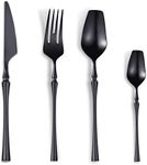 Lemeya 18/10 Stainless Steel Matte Black Silverware Set,24 Piece Luxury Flatware Cutlery Set Service for 6, Include Knife Fork Spoon and Tea Spoon,Dishwasher Safe