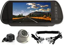 Elinz Clip on Rearview Mirror Monitor 7 inch for Caravan and Car 2 AV Inputs 12V 24V Reversing Reverse Camera 1x 600TVL CCD and 1 x Mini CMOS, Night Vision, Strong Bracket, Waterproof, 2 Yr Warranty