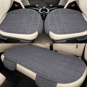 MY ARMOR Seat Cover Car Set | Ultra-Soft HR Quilted Cushion | Non-Slip Grip & Storage Pouch | Universal Fit Protector | Rear Seat 50×20 & Front Section 20×20 Inches | Grey Velvet