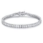 GEMSME 18K White Gold Plated 4.0mm Bracelet Classic Hypoallergenic Cubic Zirconia Tennis Bracelet for Women 6.5-8 Inch, Cubic Zirconia