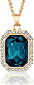 EVEVIC Austrian Crystal Halo Octagon Pendant Necklaces for Women Fashion 14K Gold Plated Dainty Necklace Hypoallergenic Jewelry, Crystal, Crystal