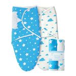 MOONLIGHT20015 Blue Swaddle Blanket 0-3 Months – Pack of 2 Baby Swaddles for Newborn 100% Soft Organic Cotton for Boys and Girls Baby Wrap