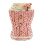 Pet Dog Turtleneck Knitting Sweater Warm Puppy Sweater for Small Dogs Pullover Knitwear Crochet Coat Clothes Jumpers Pullover Sweet Button Sweater Fall Winter Pet Clothes Puppy Dog Sweater