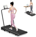 Jupgod Folding Treadmill, 2.5HP Under Desk Treadmill Walking Pad with Remote Control & LED Display for Home/Office Cardio Fitness Exercise, No Assembly (Black-Portable)