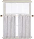 GlowSol Cafe Curtains 45 Inch Length Small Kitchen Curtains Farmhouse Window Treatment Set Half Bathroom Curtains Linen Tier Curtains Semi Sheer Curtains, Beige, 26"×45"