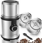 Coffee Grinder Electric, Yumystori Spice Grinder with 2 Stainless Steel Removable Bowls, 110g Dry & Wet Grinder for Coffee Beans, Herbs, Nuts, Pepper, Grain