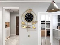 Sisliya Wall Clock, Modern Silent 3D Wall Clocks, Digital Mirror, Metal Deer Pattern Design Large Wall Clock, Decorative Wall Clock for Living Room, Office, Bedroom, Dining Room(SS-08)