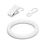 Ikea SYRLIG Curtain Rings with Clips & Hooks, White, 38 Millimetres, 502.172.38 - Pack of 10