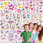 8 Sheets Hello Kitty Tattoo Stickers Girls Boys Temporary Tattoos Kids Party Gifts Birthday Decorations Cute Tattoo Sets Kids Face Temporary Stickers Waterproof Arm