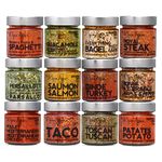 A Spice Affair Pro Spice Set | 12 Giftable Seasoning & Spices Signature Jars for Steak, Pork, Chicken, Fish, Vegetables & More