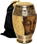 Golden Buddha Cremation Urn for Human Ashes for Funeral, Burial or Home. Cremation Urns for Ashes Adult Male Urns for Dad and Urns for Human Ashes XL Large & Small Decorative Urns