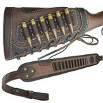 Leather Canvas Gun Buttstock with Shell Holder Sling for 12ga .22lr .45-70 .308 .30-06 Cal (Coffee, .30-06 .308 .45-70 Cal)