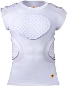 TUOY Padded Compression Vest for Football Rib Protector, Compression Padded Shirt Sleeveless for Men Rugby Rib Heart Sternum Guard