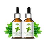 Farm Blends Peppermint Essential Oil 100% Undiluted Pure | Headache Relief, Anti Acne, Anti Dandruff, Relaxes Muscle, Cough Relief, Keeps Rats Away | Farm To Home | Natural | Mentha piperita|30ML + 30ML (Pack of 2)