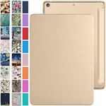 DuraSafe Cases for iPad 9.7 Inch 4 Gen 3 Gen 2012 2 Gen 2011 [iPad 4th 3rd 2nd Old Model ] A1458 A1416 A1395 A1396 MD525HN/A MD516HN/A Trifold PC Lightweight Smart PU Leather Hard Back Cover - Gold