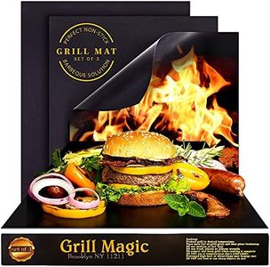 BBQ Grill Mat by Grill Magic set of 3 Nonstick - Reusable Grilling Mats #1 for Charcoal Gas or Electric Grills or Cooking & Baking - Easy to Clean - Dishwasher Safe - FDA Aproved - Lifetime Waranty