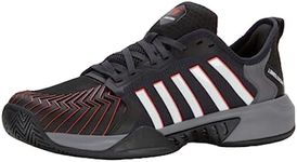 K-Swiss Men's Pickleball Supreme Shoe, Jet Black/Steel Gray/Spicy Orange, 14