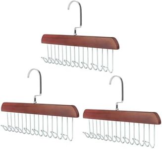 3 Piezas Colgador De Madera para Cinturones, Organizador Cinturones con 8 Ganchos, Giratorio 360° Corbatero, Antideslizante Percha para Cinturones para Bufandas, Corbatas, Cinturones