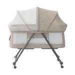 UBRAVOO Grab-and-go Travel Cot, Baby Crib with Mattress I Silent Wheels I Carry Bag I Mosquito Net, Baby Bedside Crib | Rocking Crib Convertible, XYT-001 (Khaki - Bravo Comfort Pack)