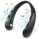 Portable Neck Fan, Rechargeable Hanging Neck Fan, Bladeless Hands Free Fan with 3 Speeds, 3000 mAh Battery Operated Wearable Personal Fan for Men Women Kids Home Office Travel Outdoor (Black)