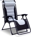 STAR WORK Stainless Steel Zero Gravity Chair, Lawn Chair Recliner Lounge, Portable Camping Folding Beach Chair With Removable Pillow (Grey Star)