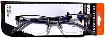 Foster Grant IronMan IronFlex IM1001 Gunmetal/Blue Men's Reading Glasses, +2.00