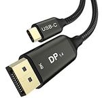 USB C to DisplayPort 1.4 Cable 10ft, [8K@60Hz, 4K@144Hz] Thunderbolt 4/3 to DP Cable Support 2K@240Hz, 32.4 Gbps, FreeSync, G-Sync, HDR Compatible with MacBook Pro/Air, iPad Pro, iMac, Odyssey G9