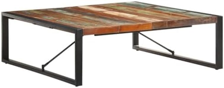 vidaXL Industrial-Style Reclaimed Solid Wood Coffee Table with Sturdy Steel Legs - Square, Unique Handcrafted Piece for Living Room