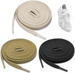 3 Pairs Flat Shoe Laces,120cm Flat Sneaker Trainer ShoeLaces Athletic Shoes Lace for Running Sports Shoe Boot Strings (Black,Green,Beige)