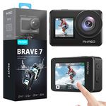 AKASO Brave 7 Action Camera, IPX8 Waterproof Underwater Camera Native 4K 20MP WiFi Cam with Touch Screen EIS 2.0 Zoom Support External Mic Voice Control Vlog Camera