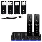 Wii 4 in 1 Charging Station for Wii Controller with 4 Rechargeable Batteries and LED Indicators for Wii Remote (Black)