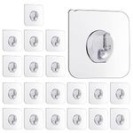 20PCS Self Adhesive Hooks Transparent Stick on Hooks Bathroom Wall Hooks Heavy Duty Invisible Sticky Back Plastic Hooks for Towels, Clothes, Keys