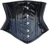 SHOP-INN Women's Waist Training Underbust Corset Steel Boned Hourglass Body Shaper, Black - Pvc, X-Large