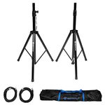 Rockville Pair Adjustable Tripod Speaker/Light Stands+(2) 20 Foot XLR Cables (RVSS2-XLR)