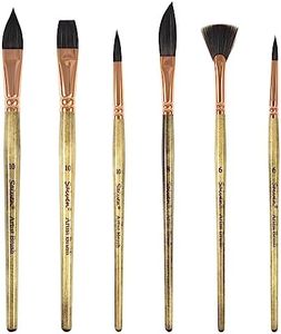 Sable Watercolor Brushes Professional Watercolor Paint Brushes for Artists 6pcs - Variety Shapes with Flat, Pointed Rounds, Dagger Stripper, Fan for Watercolor Acrylic Gouache Inks Painting