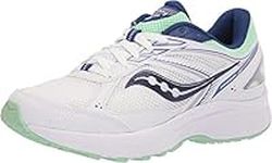 Saucony Women's Cohesion 14 Road Running Shoe, White/Navy/Mint, 9.5 Wide