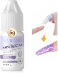 SAVILAND Nail Glue for Press Ons: 5S Fast-Drying Nail Glue Strong 0.18 Oz. Nail Tip Glue Extra Strength Nail Glue Castor Oil Vitamin E Hypoallergenic Nail Glue for Fake Nail Tips No Cure Salon