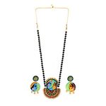 Ekam Ek Terracotta Necklace with Earrings for women and girls for casual and formal wear for suit saree and skirt in multicolour radha krishna motive