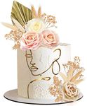 Sinmoe 21 Pcs Boho Cake Topper Decorations Acrylic Minimalist Art Lady Gold Face Cake Topper Vintage Artificial Rose Flower Wedding Cake Toppers for Wedding Bridal Shower (Vintage Style)