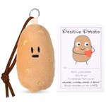 Cute Positive Potato, 4.33 inch Kawaii Potato Plush Toy Positive Plush Toys Stuffed Soft Doll Holding Card for Kids Adult Friends Birthday Gifts Encouragement