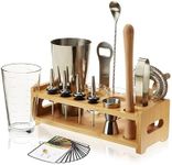 TRUE Barware Set 14 Piece Bar Kit with Shaker, Mixing Glass, Muddler, Double Jigger & More, Assorted